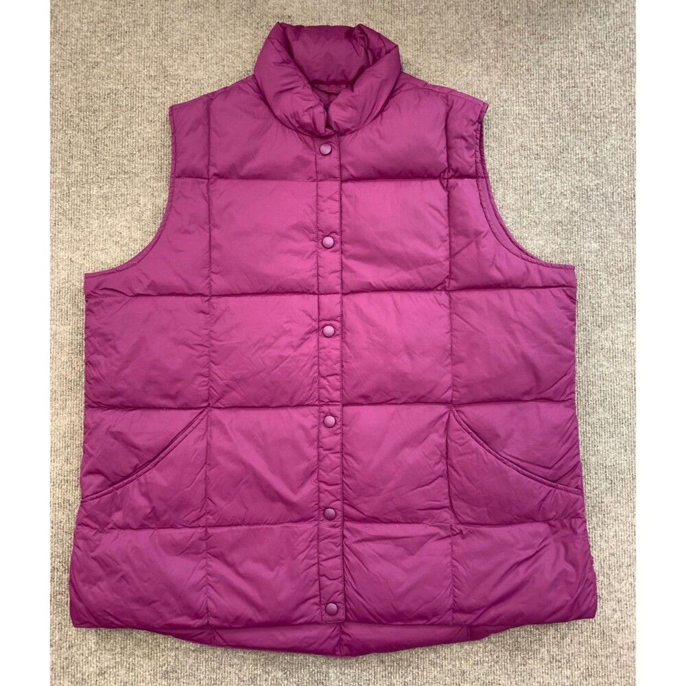 Lands End Vest Womens 1X (16W-18W) Puffer Down Feathers Quilted Insulated Zip Up